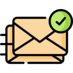Icon of a sealed blue envelope with a green "success" checkmark.