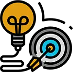 Graphic design icon with lightbulb and tools