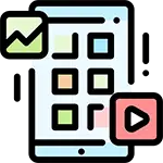 Social media marketing icon showing interaction elements