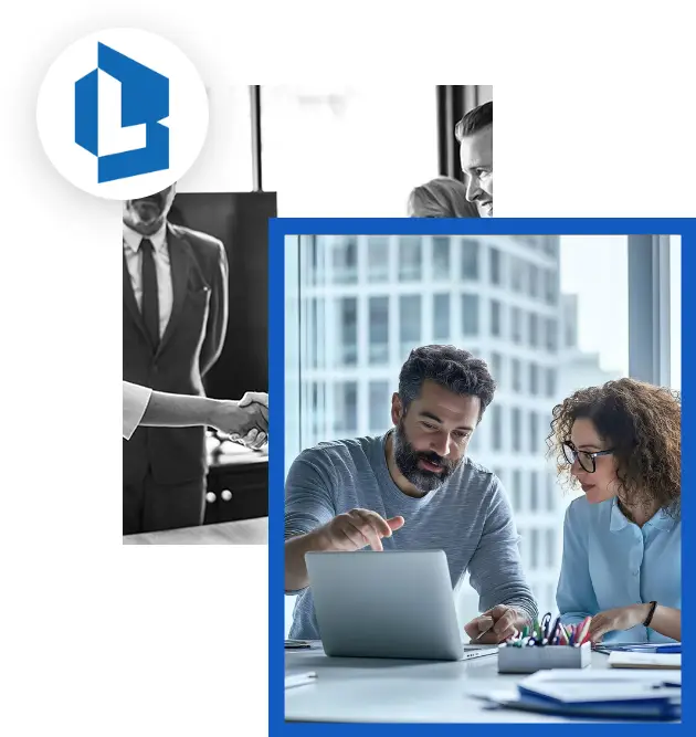 Buildleads.in logo, team collaboration, and business partnership handshake