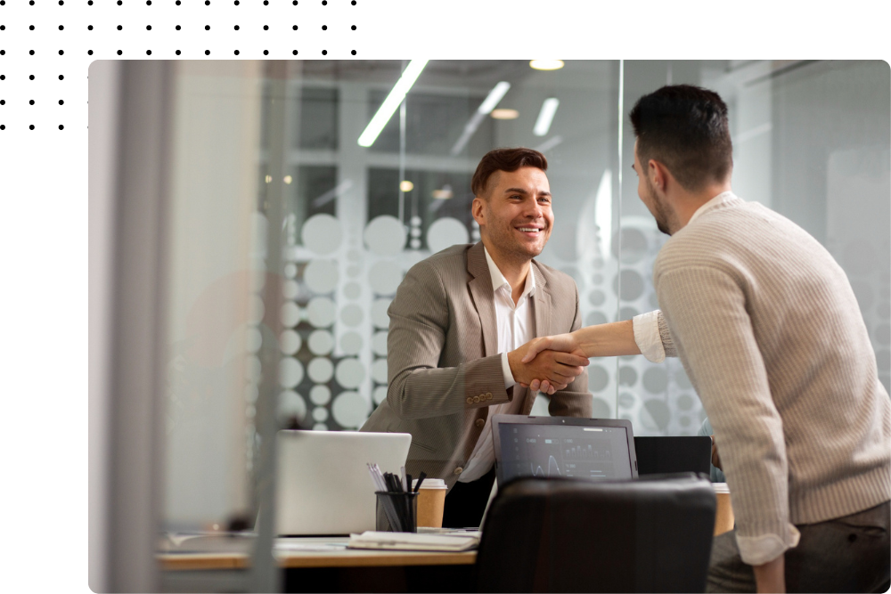 Web agency team discussing project strategy